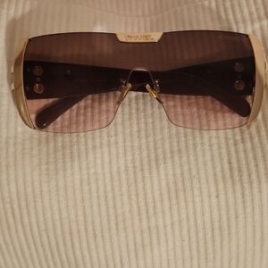 CHANEL Women's Sunglasses with Gold Frame and Brown Lenses